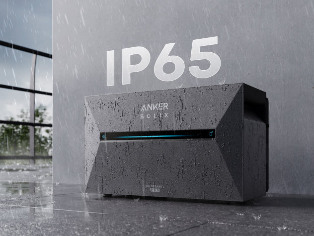 Anker SOLIX Akku – IP65 zertifiziert, wasser- und staubresistent, robustes Druckgussdesign für zuverlässigen Außeneinsatz.